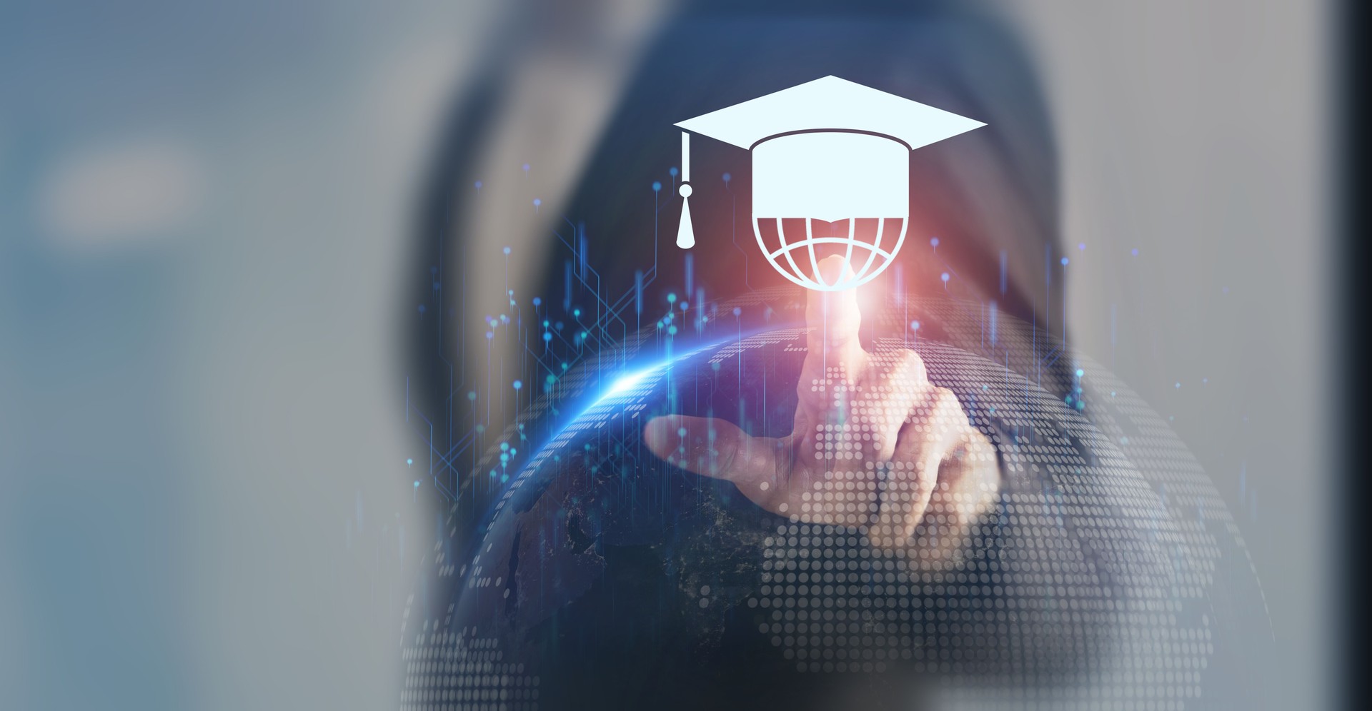E-learning technology concept.
Online education, webinar, online courses. Training to employee, compliance, customer, partner through digital resources. Creating E-learning organizational culture.